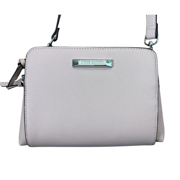 STEVE MADDEN Blannis Crossbody Purse Blush Pink Silver Logo Hardware Pockets - Picture 2 of 13